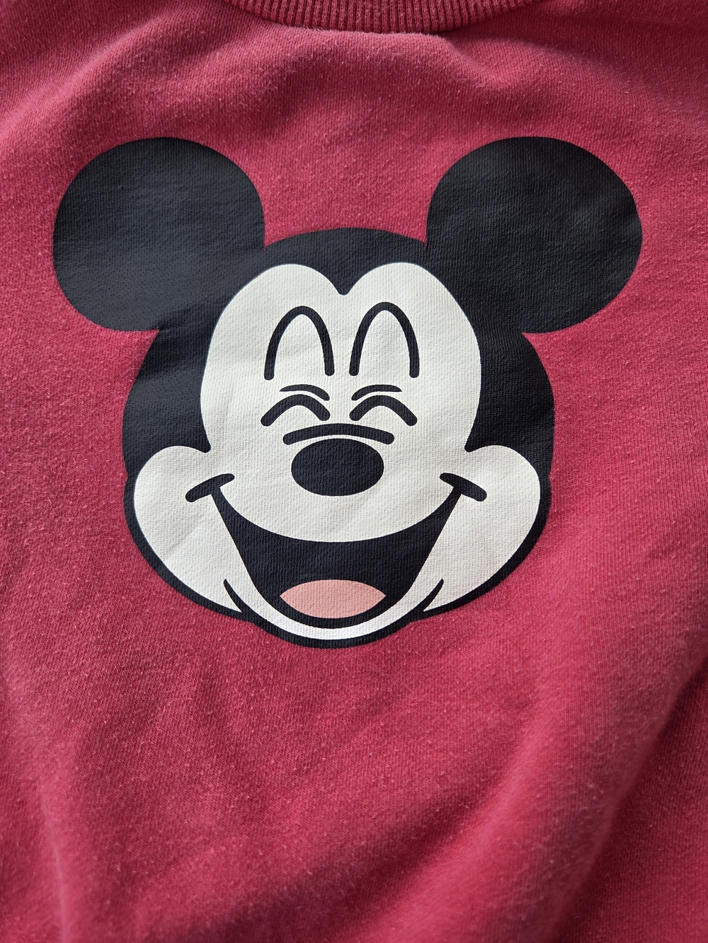 Disney Mickey Mouse Pullover Sweatshirt Pink Red Boxy Fit 2T 3T - Picture 2 of 8